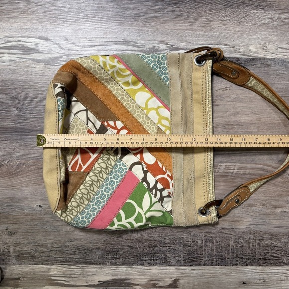 Fossil Shoulder Bag Womens Brown Multi Patchwork Leather Purse Zip Pockets Hobo - Picture 3 of 6